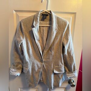 Boston Proper Gray cotton Jacket with Striped Interior Sz 8